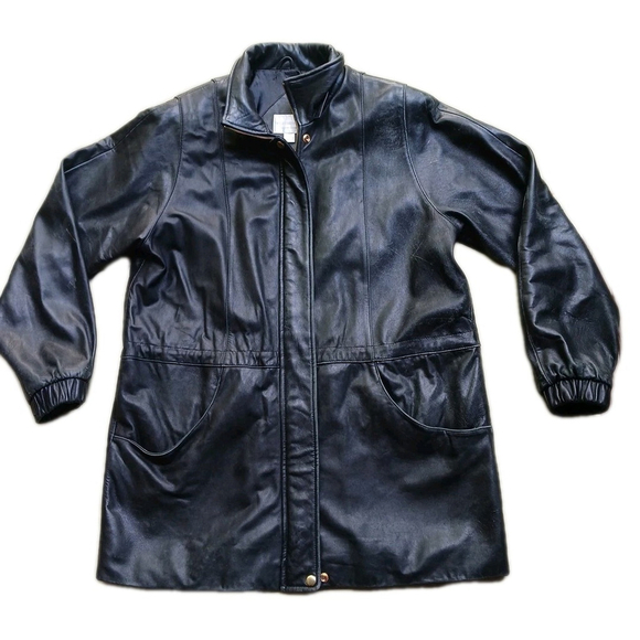 Worthington Black Lambskin Leather Zip Jacket Women's Large - Picture 1 of 6
